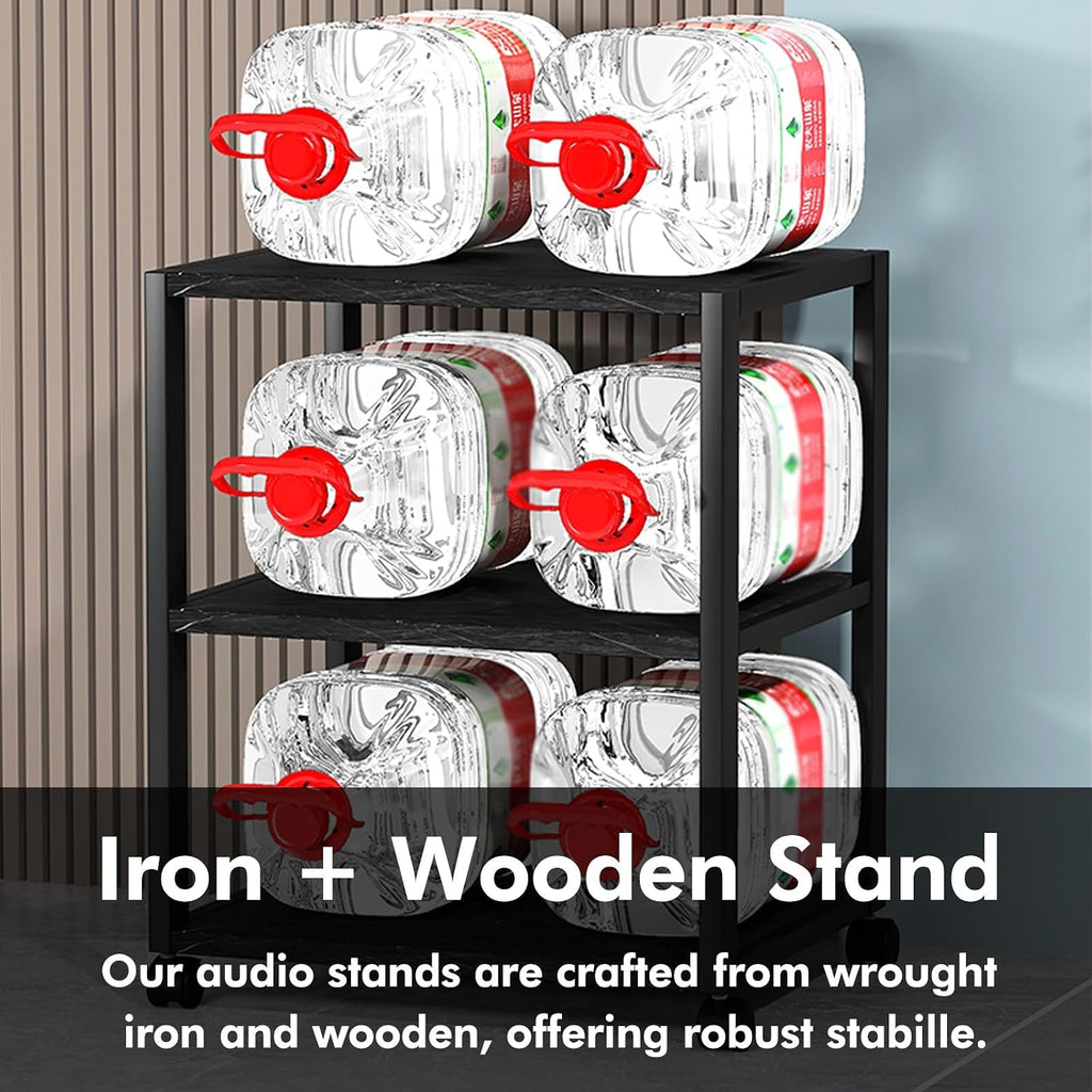 Rolling Audio Component Rack Tower Media Stereo Stand Equipment Shelves, Modern Stereo Cabinet Black White, Hi-fi Separates On Wheels for Home Record Player/DVD(White,2-Layer)