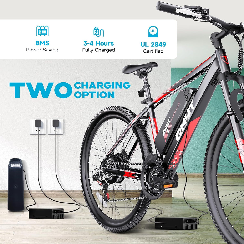 QNUT Electric Bike for Adults with Peak 1000W Motor 26' Victor Mountain Lightweight Ebike, 10.4Ah/7.8Ah Removable Battery Up to 40-60 Miles, 22MPH E Bike Commuter E-MTB for Teens, UL 2849 Certified