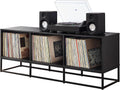 Crosley Furniture Enzo Large Vinyl Record Storage TV Stand and Entertainment Center, Media Console, Black