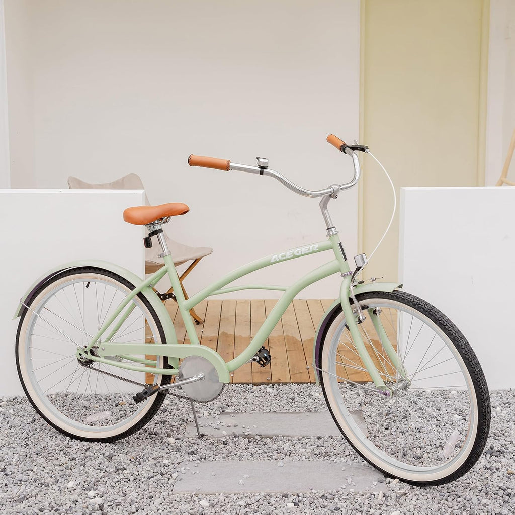 ACEGER Girls Beach Cruiser Bike for Kids 5-13 Years Old, 16' 18' 20' 24' Single Speed Kids Bicycle Included Coaster Brake, Front and Rear Reflectors, 24' 7 Speeds with Dual Brakes