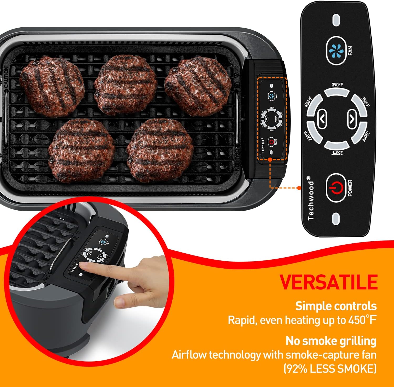 Indoor Grill, Techwood 1500W Smokeless Electric Grill with 2 in1 Nonstick Grill/Griddle Plates, Portable Korean BBQ Grill with 6-Level Control, Glass Lid, Dishwasher Safe, Double Plates, Gray