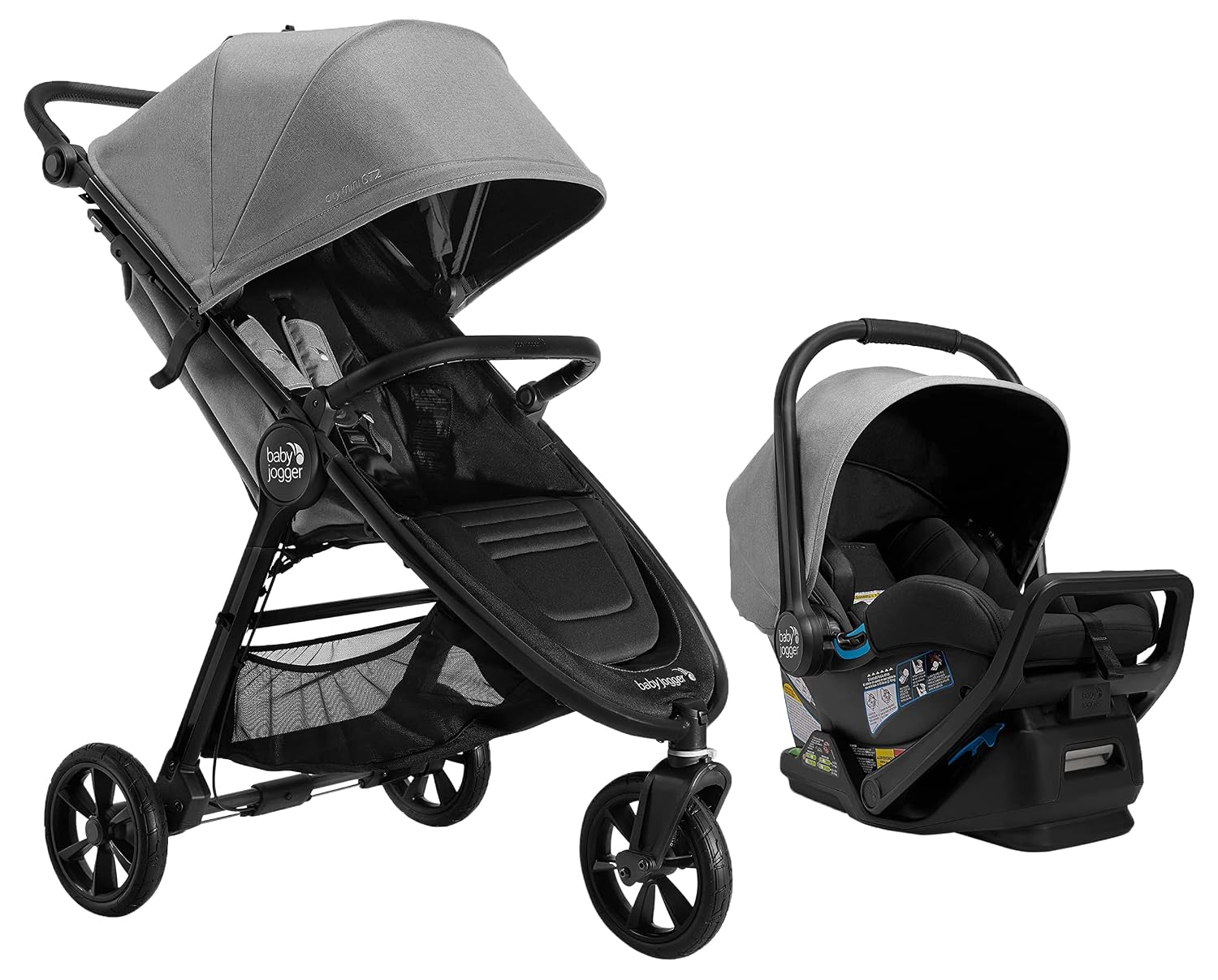 Baby Jogger® City Mini GT2 All-Terrain Travel System, Car Seat Stroller Combo with City GO 2 Infant Car Seat, One Hand Fold Baby Stroller, Amazon Exclusive Pike Fashion with Belly Bar