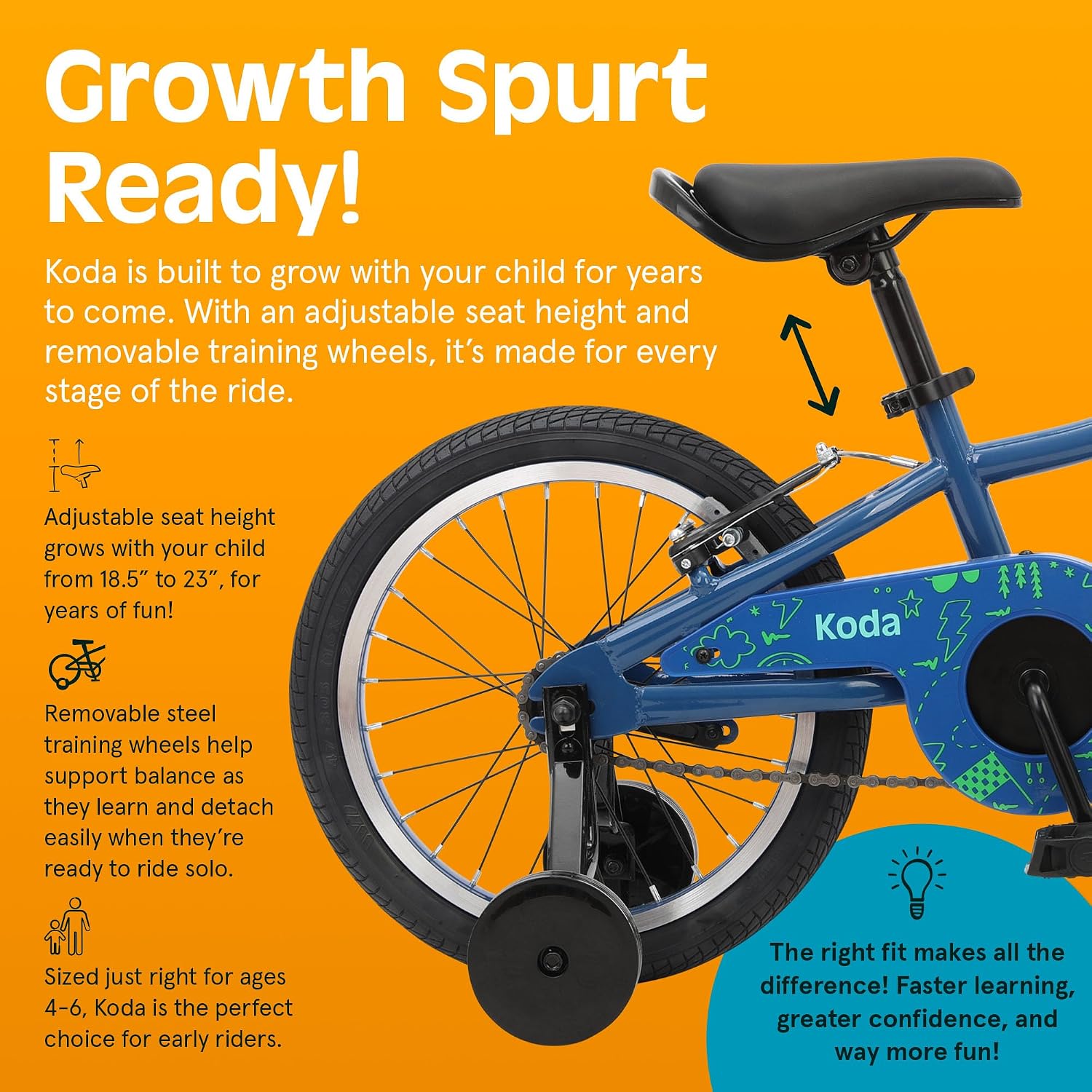 Retrospec Koda Plus Kids Bike for Boys & Girls Ages 4-6 Years - Children's Bicycle, Adjustable Seat & Handlebars