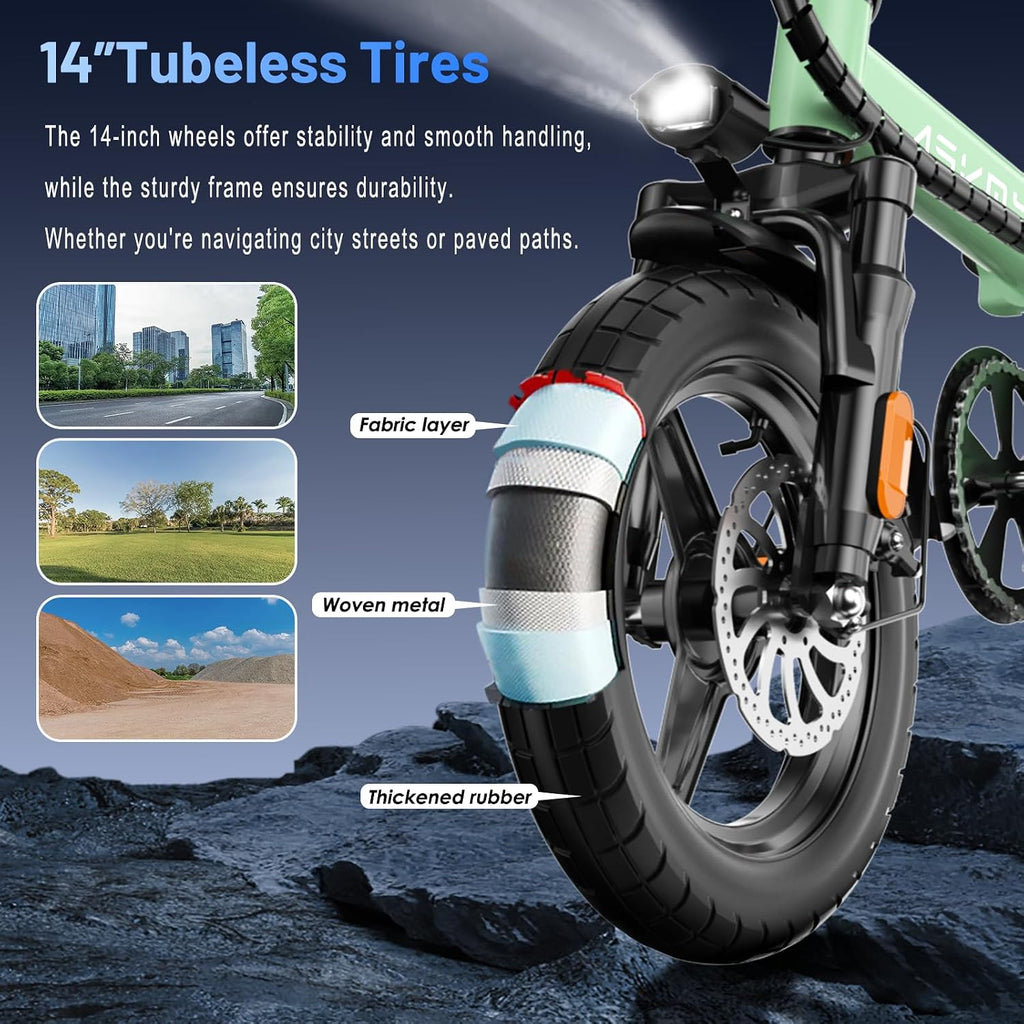 Foldable Electric Bike for Adults and Teens, 740W Peak Motor Ebike with 48V 10AH/20AH Removable Battery, 30-60 Miles PAS Range, 14' Folding Mini E-Bike, 20MPH Electric Bicycle for Daily Commuting