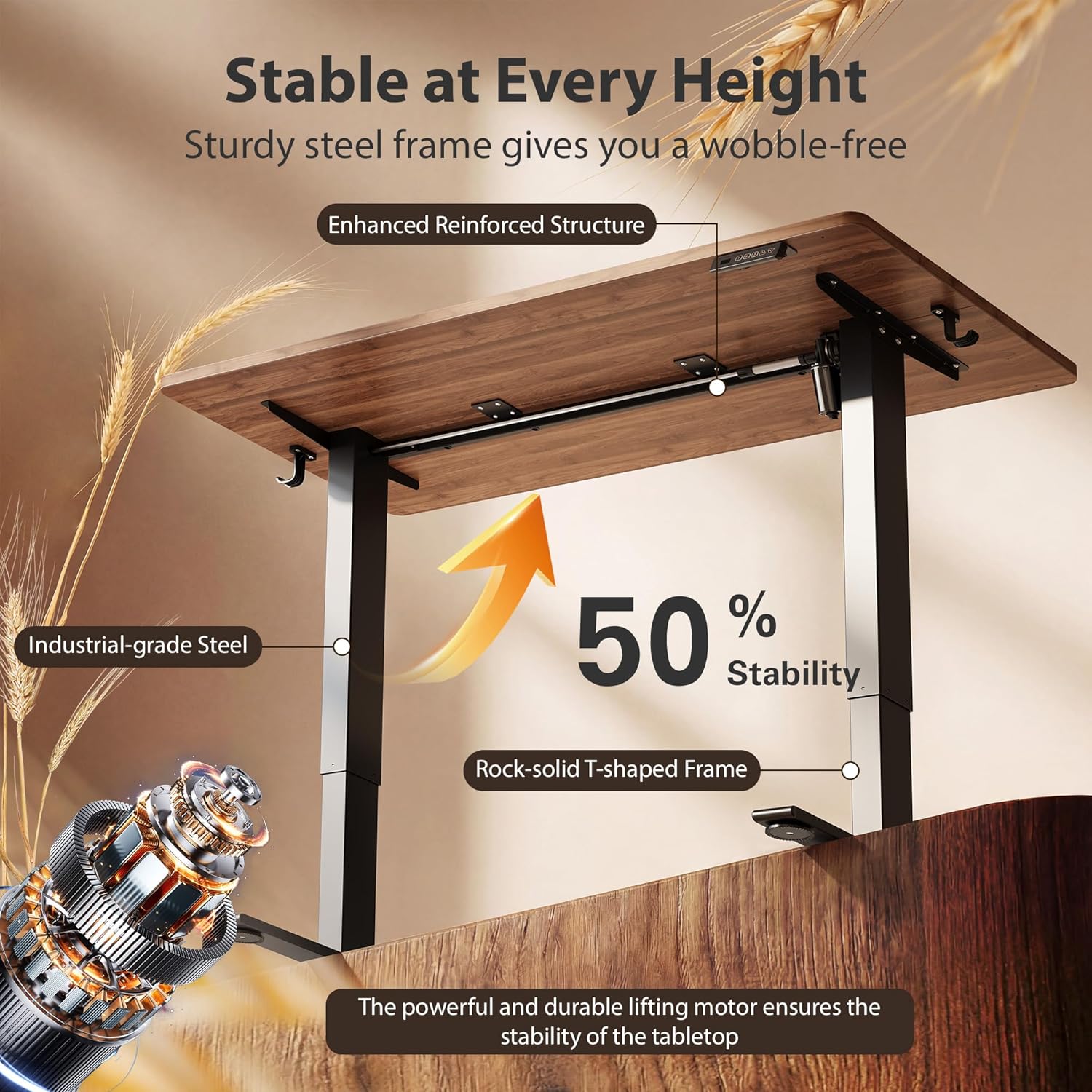 Cubiker Standing Desk, 48x24 Inches Sit Stand Home Office Desk, Electric Stand up Desk, Adjustable Desk with Splice Board, Black Frame/Black Walnut Top
