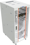 32U Server Rack Cabinet – 19' Network Rack Enclosure, 35' Deep Floor Standing Data Rack with Locking Glass Door, Cooling Fans, PDU & Shelf for Servers, Switches and Patch Panels