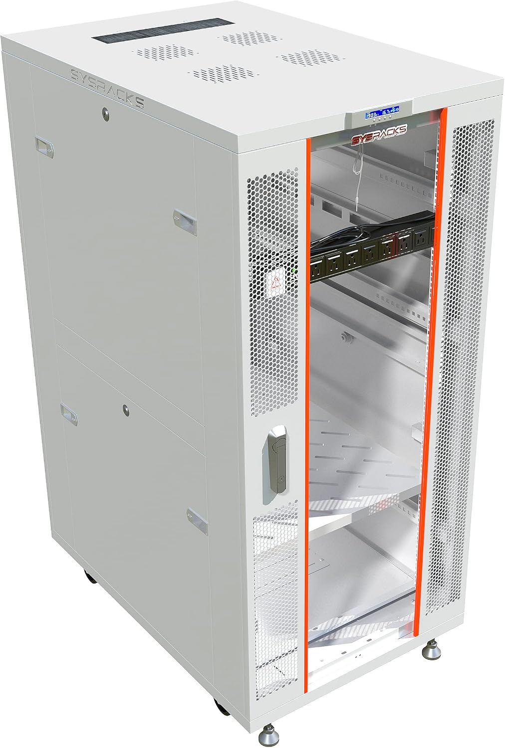 32U Server Rack Cabinet – 19' Network Rack Enclosure, 35' Deep Floor Standing Data Rack with Locking Glass Door, Cooling Fans, PDU & Shelf for Servers, Switches and Patch Panels