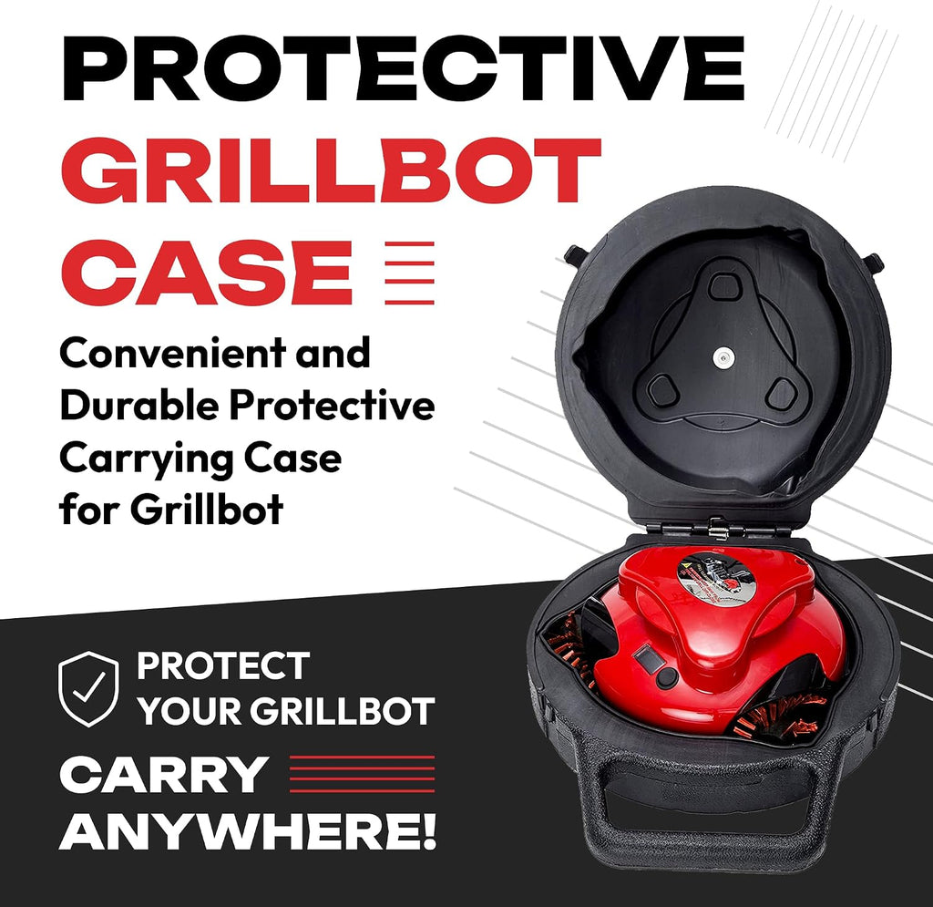 Grillbot Automatic Grill Cleaning Robot with Nylon Brushes, Electric BBQ Cleaner Brush with Motorized Power, Cordless Rechargeable Grill Scrubber for Outdoor Grills (Red and Case)