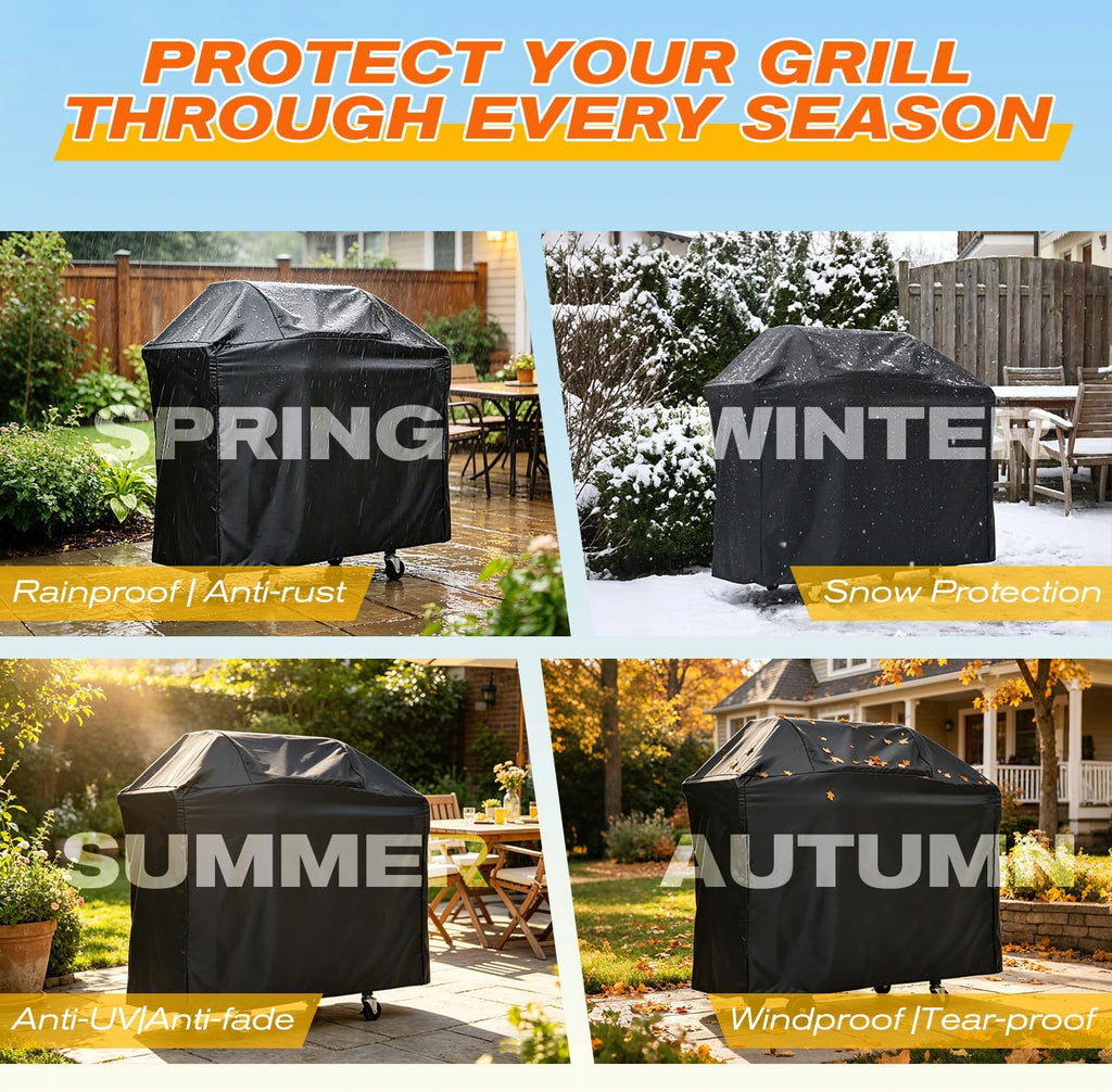EUHOME 51,000 BTU 4-Burner Propane Gas Grill with Side Burner – Large 452 sq.in Stainless Steel BBQ Grill, Enameled Cast Iron Grates, 4 Swivel Casters & Protective Cover for Backyard Patio Family