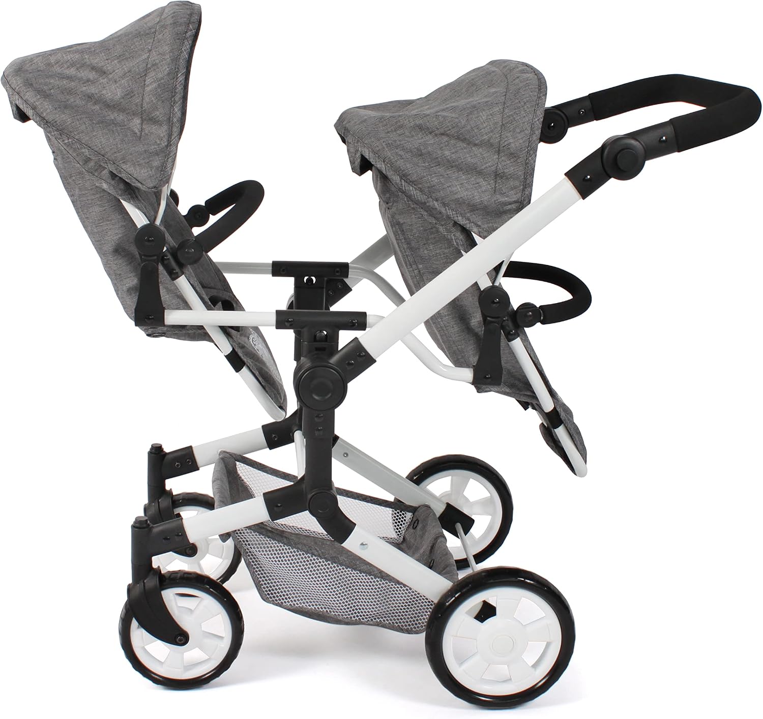 Bayer Chic 2000 - Linus Duo Doll's Pram, Twin Doll's Pram for Children from 4 to 8 Years, Jeans Grey, 690-76, 82 x 41.5 x 79 cm