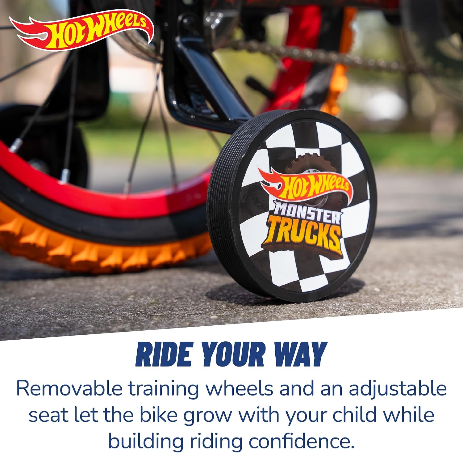 Dynacraft Hot Wheels Boys BMX Bikes Sizes 12' - 18' for Ages 3-9 Years in red, Black, with Handlebar rev Grip Play Feature