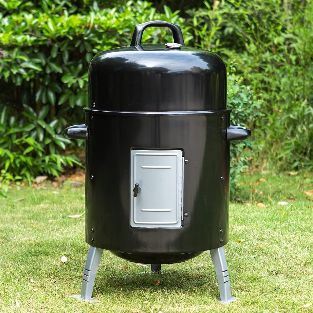Sophia & William 17' Vertical Charcoal Smoker Grills with Two-Tier Grates, Heavy-Duty Integral Chamber and Tunnel Ventilation System for BBQ, Patio, Outdoor Camping(Black)