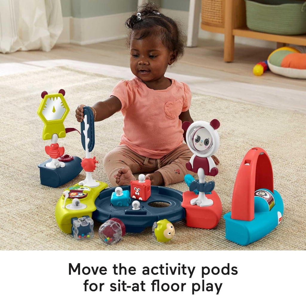 Fisher-Price 3-in-1 Spin & Sort Infant Activity Center and Toddler Play Table, Navy Dashes- Unisex