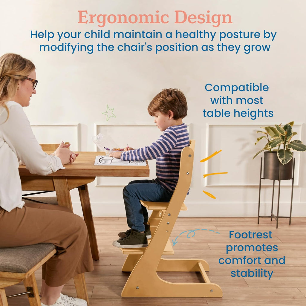 ECR4Kids Grows with Me Chair, Transitional Chair, Natural