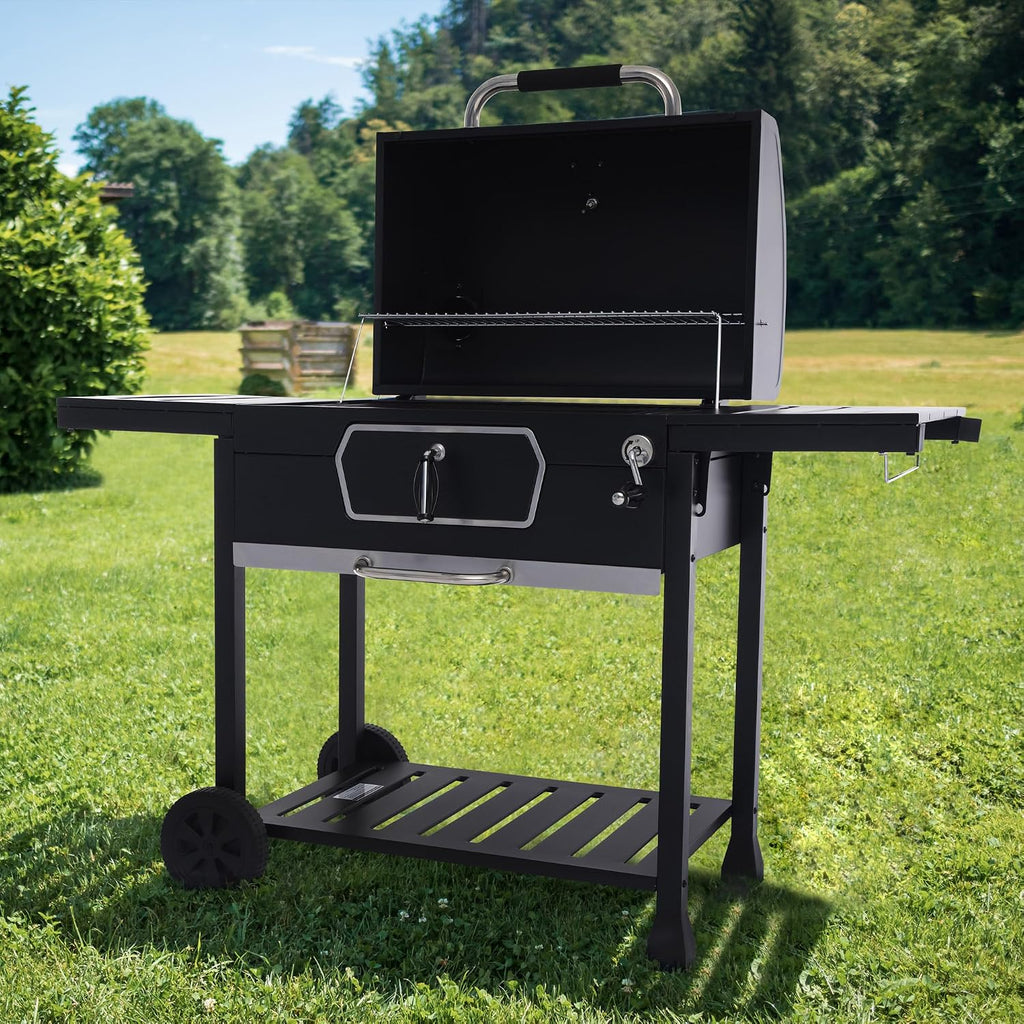 Royal Gourmet CD2030AN 30-Inch Charcoal Grill, Deluxe BBQ Smoker Picnic Camping Patio Backyard Cooking, Black, Large