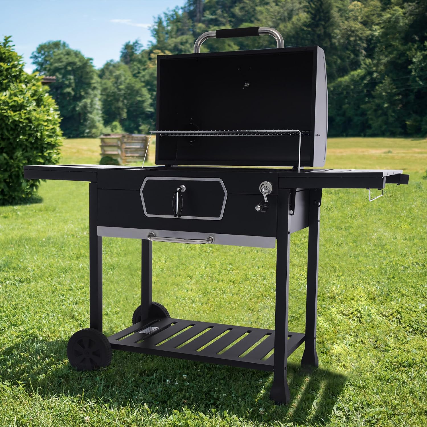Royal Gourmet CD2030AN 30-Inch Charcoal Grill, Deluxe BBQ Smoker Picnic Camping Patio Backyard Cooking, Black, Large