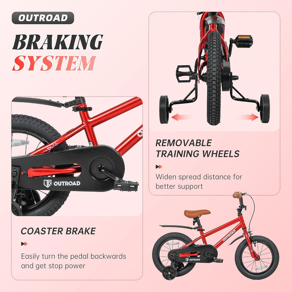 Betterland Folding Kids Bike,14/16/18 Inch Children Bicycle with Training Wheels and Dual Handbrakes Toddler Sport Bicycle for 3-9 Years Old Boys and Girls