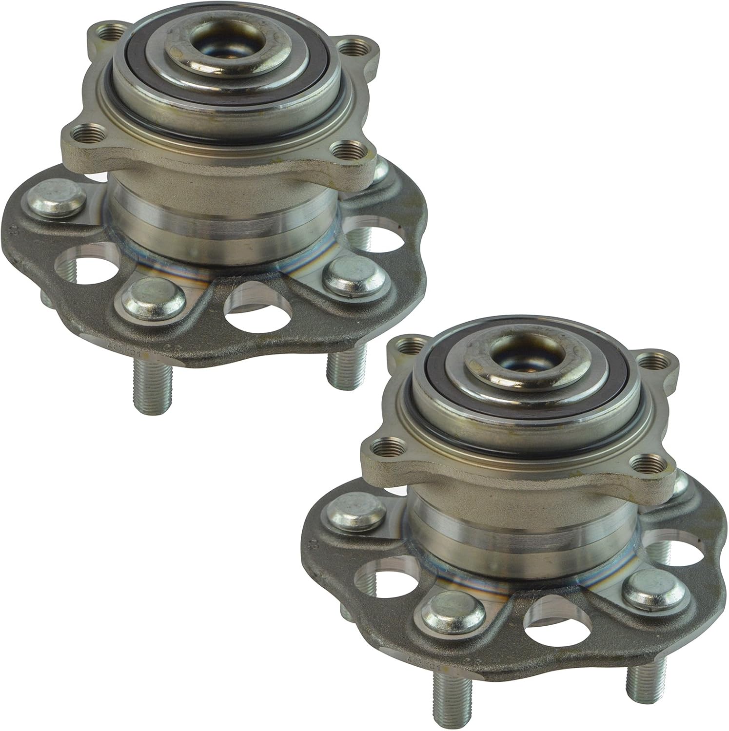 TRQ Rear Left and Right Wheel Bearing and Hub Assembly Set 2 Piece Compatible with 07-11 Honda CR-V 10-11 Accord Crosstour 12-15 FWD Models