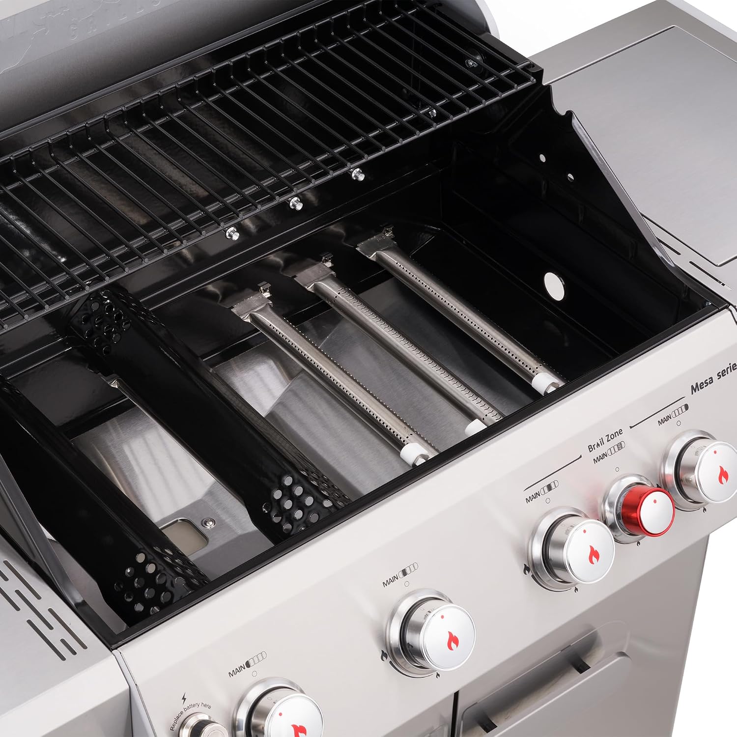 Monument Grills Mesa Series, Outdoor Barbecue Stainless Steel 4 Burner Propane Gas Grill, 62,000 BTU Patio Barbecue Grill with Side Burner, Infrared, Knob Controls, Mesa415BZ with BBQ Cover