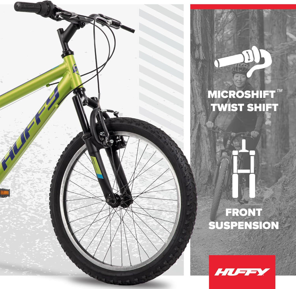 Huffy Stone Mountain Bike for Men and Women, 20'/24'/26', 6-Speed (20') or 21-Speed, Front or Dual Suspension (Varies), Multiple Colors, Adjustable Saddle, Shimano Equipped, All-Terrain Tires