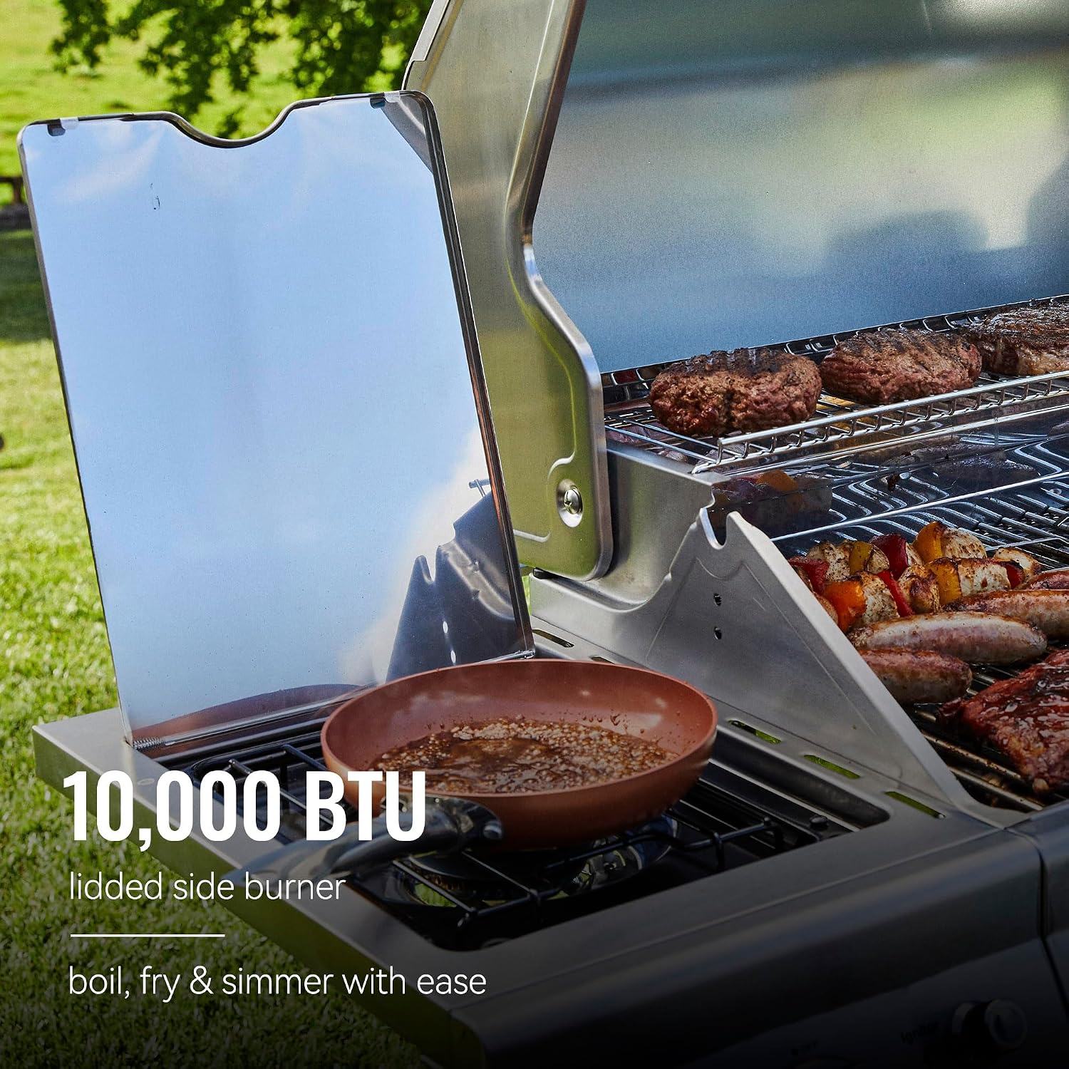 Royal Gourmet GA4402S 4 Burner Propane Gas Grill with Side Burner & Warming Rack, Stainless Steel Gas Grill with 54,000 BTUs Output for Barbecue Grilling & Backyard Cooking, Silver