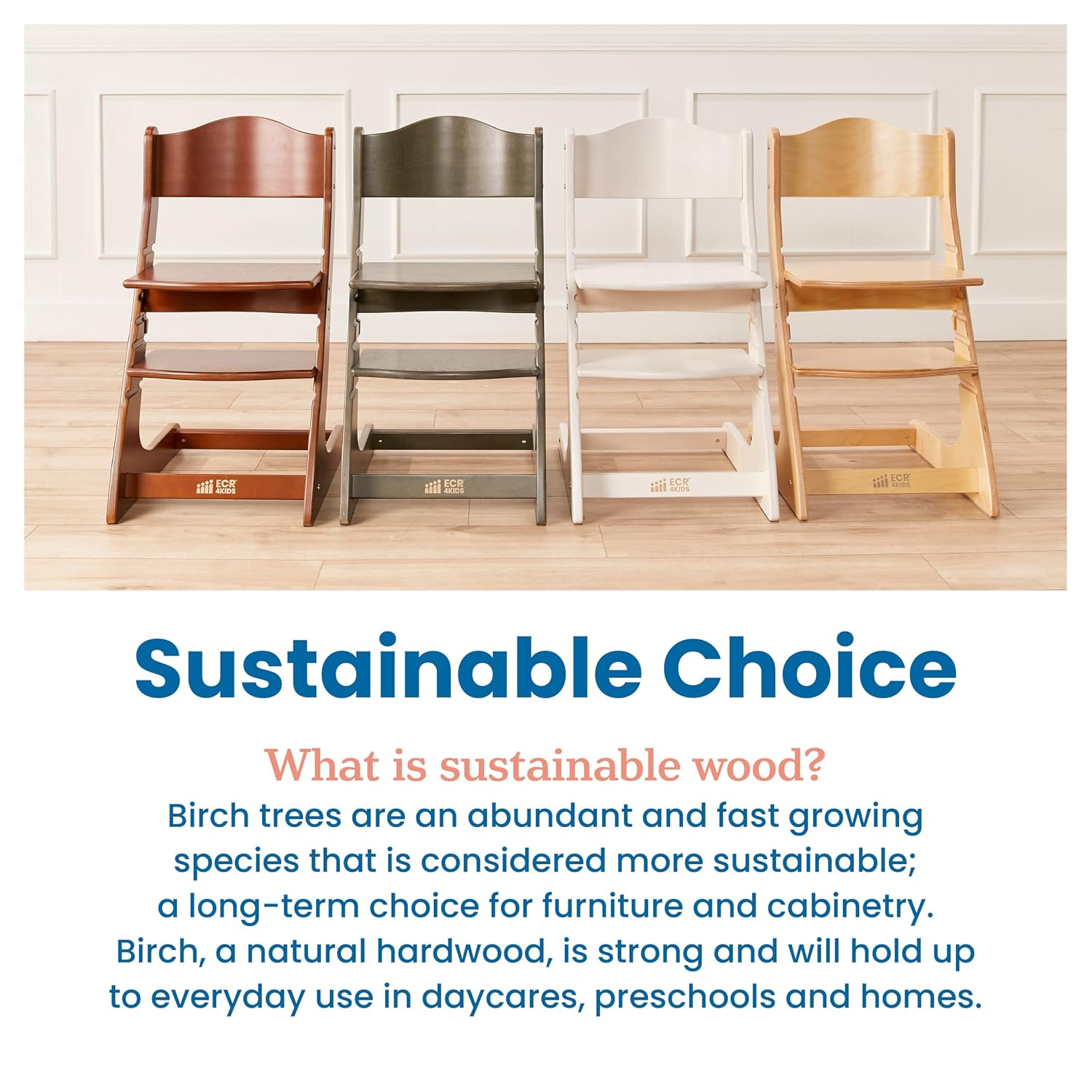 ECR4Kids Grows with Me Chair, Transitional Chair, Natural