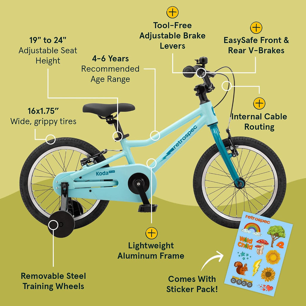 Retrospec Koda Plus Kids Bike for Boys & Girls Ages 4-6 Years - Children's Bicycle, Adjustable Seat & Handlebars