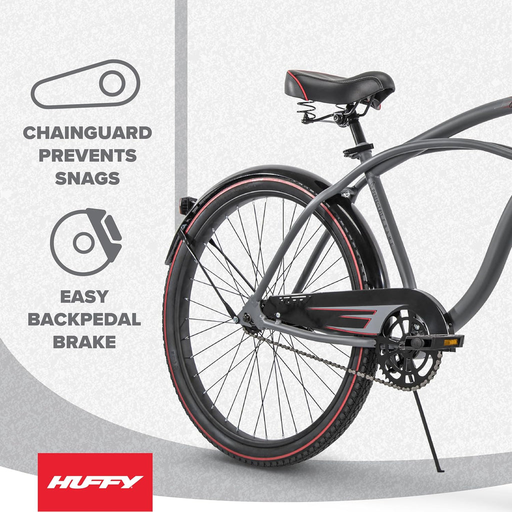 Huffy Cruiser Bike, Fairmont or Woodhaven Model, 20/24/26 Inch Sizes, Perfect for Casual Rides, Ergonomic Design, Rear Rack and Basket on Woodhaven Model, Simple Coaster Brakes, Multiple Color Options