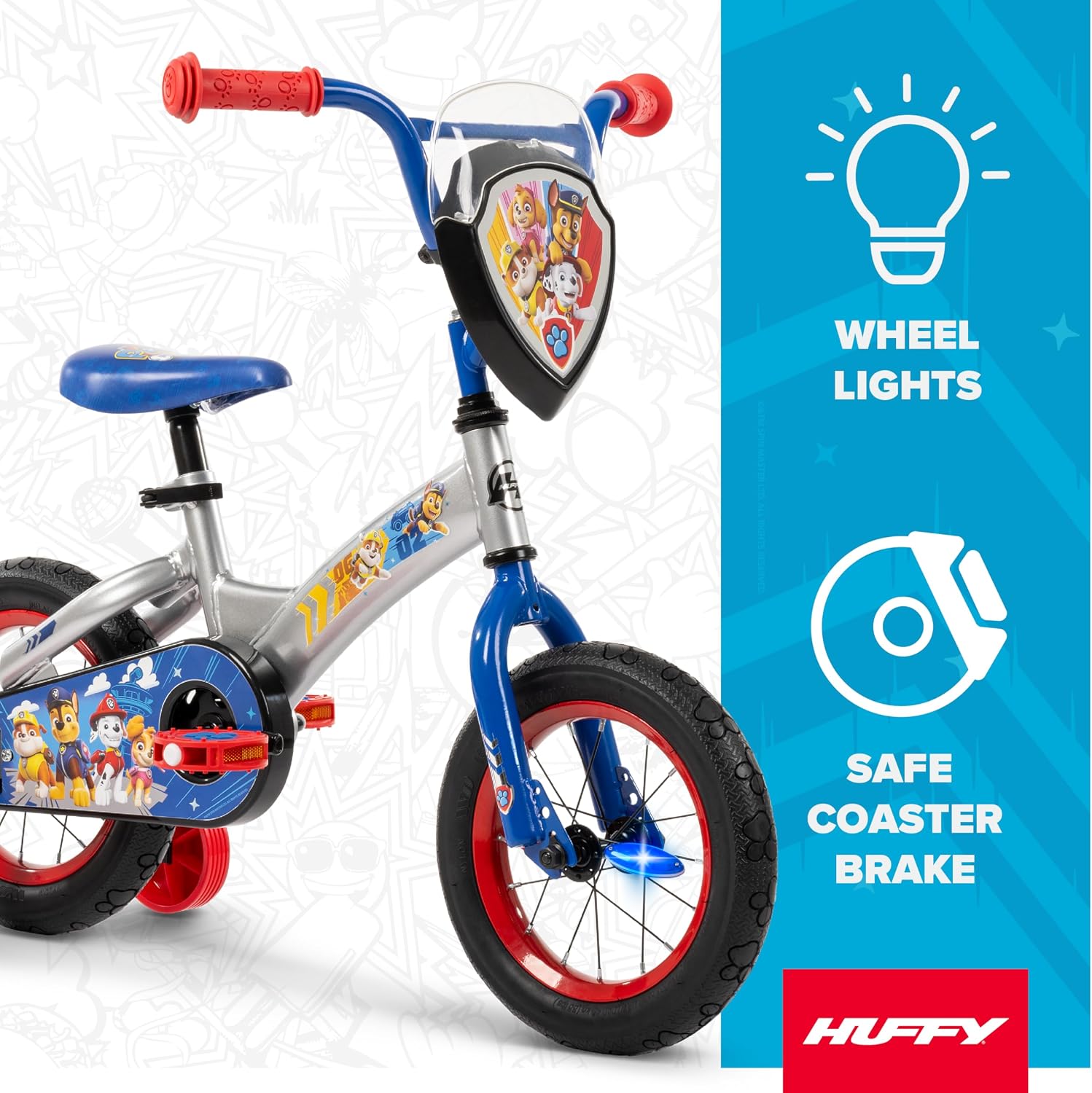 Huffy Paw Patrol Kids' Bikes, Sizes 12/16 Inch, Beginner Rider, Multiple Designs and Color Options Available, Removable Training Wheels Included, Fun Paw Patrol Graphics