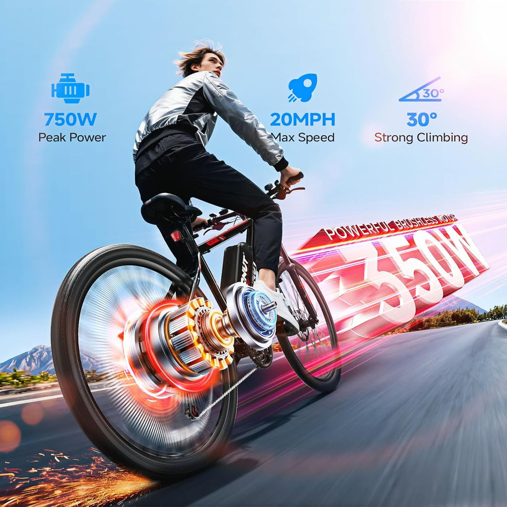 QNUT Electric Bike for Adults with Peak 1000W Motor 26' Victor Mountain Lightweight Ebike, 10.4Ah/7.8Ah Removable Battery Up to 40-60 Miles, 22MPH E Bike Commuter E-MTB for Teens, UL 2849 Certified