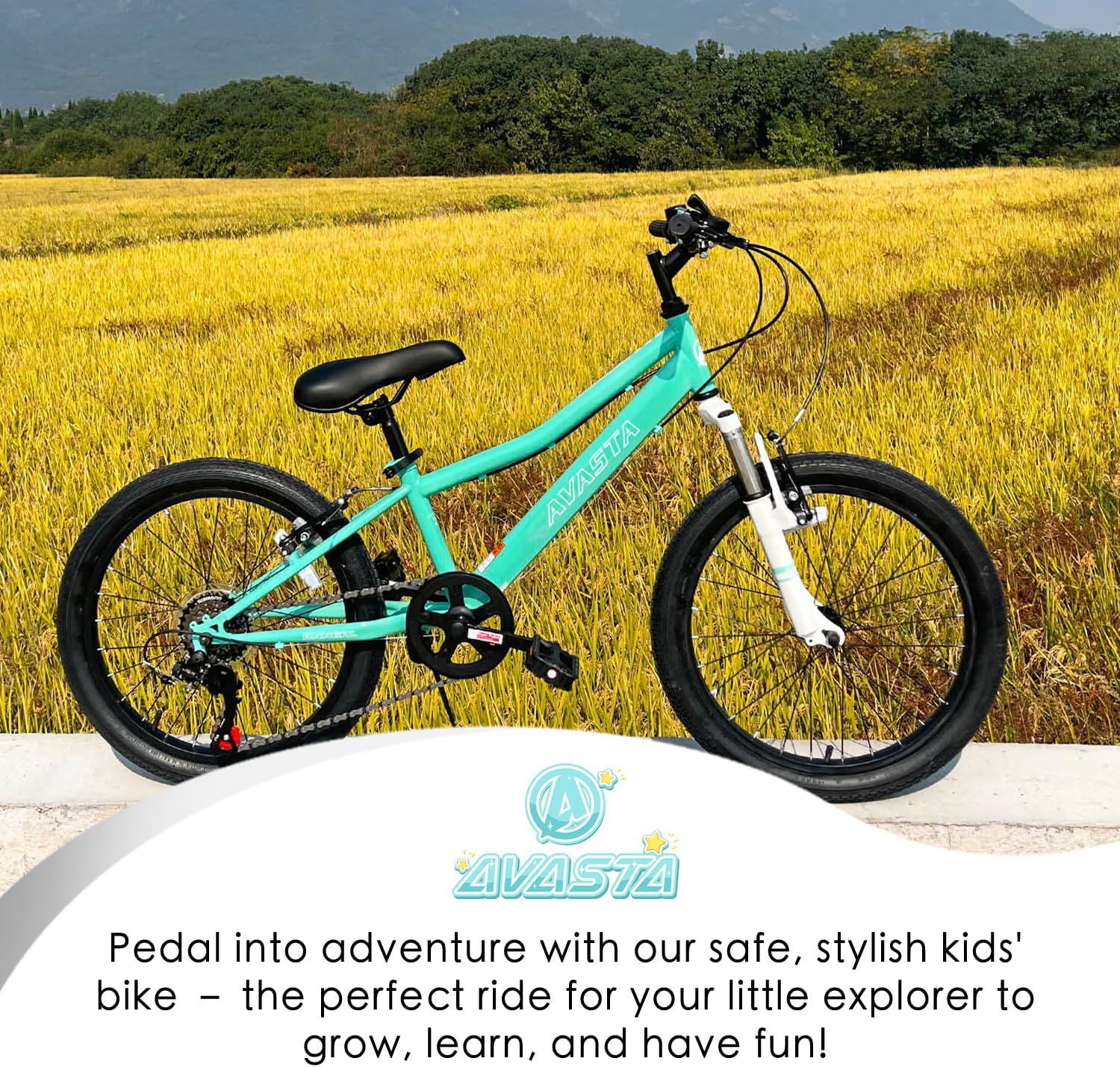 AVASTA Govet 20'' Kids Mountain Bike for 6-12 Years Old Boys Girls with Suspension Fork, 6 Speeds Drivetrain, Multiple Colors