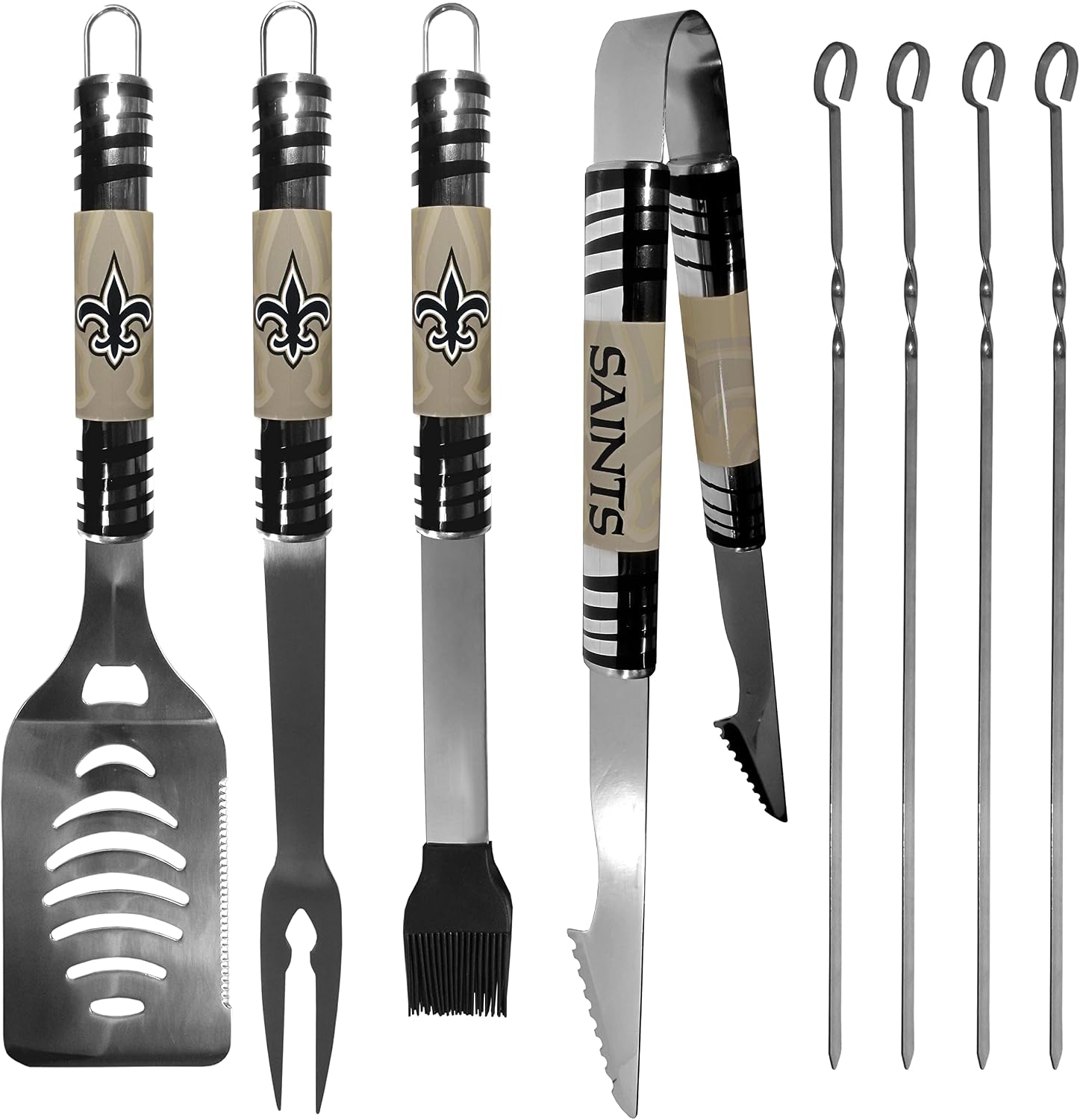 NFL Siskiyou Sports Fan Shop New Orleans Saints Steel Tailgater BBQ Set w/Case 8 piece Gray