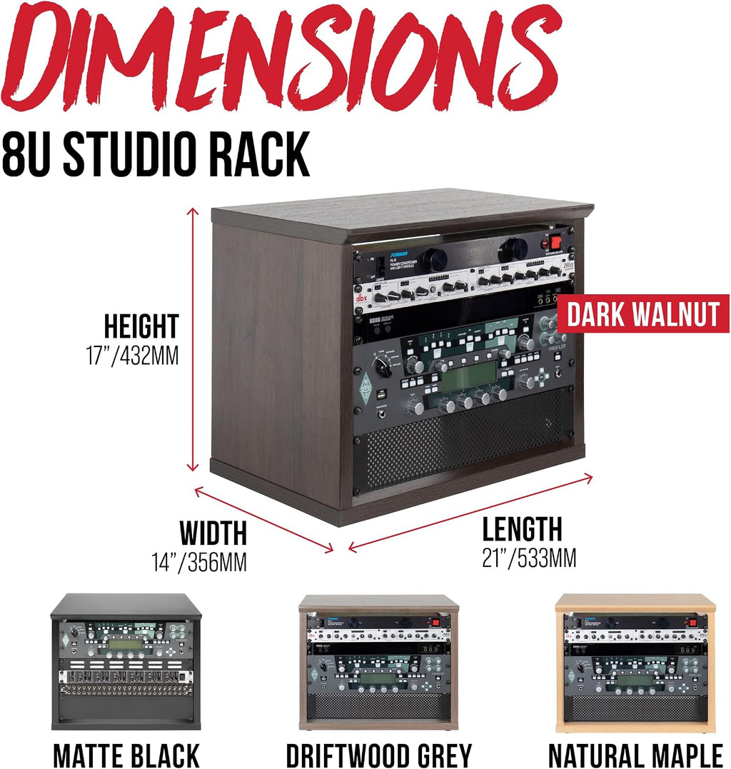 Gator Frameworks Elite Furniture Series 8U Wood Desktop Studio Rack in Driftwood Grey Finish (GFW-ELITERK-8U-GRY)