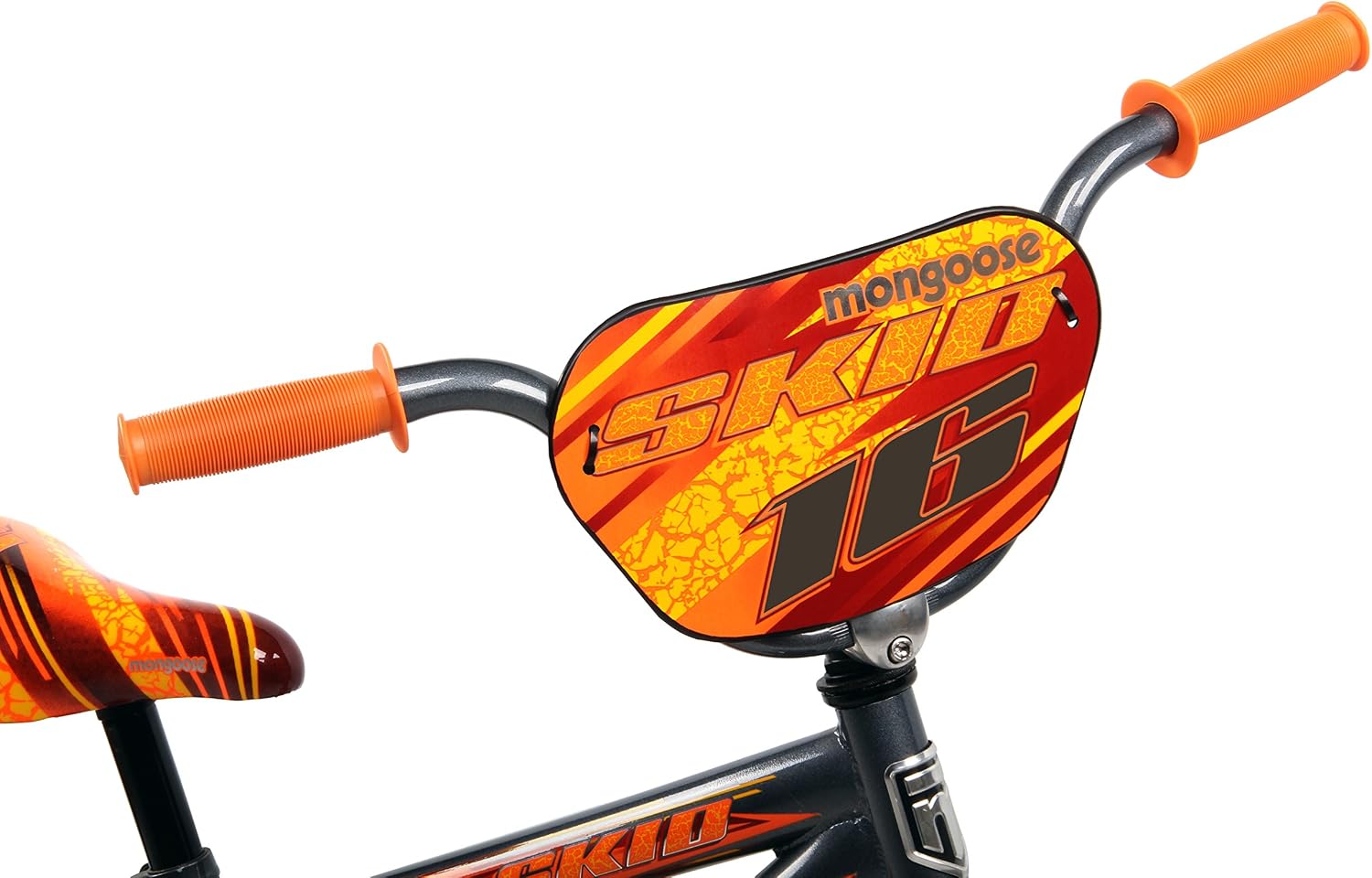 Mongoose Skid Bike, 16 Inch Bike for Kids Ages 3-7, BMX Style, Adjustable Seat Grows with Your Child, Mag Wheels, Training Wheels, Rear Coaster Brake, Training Bicycle for Kids