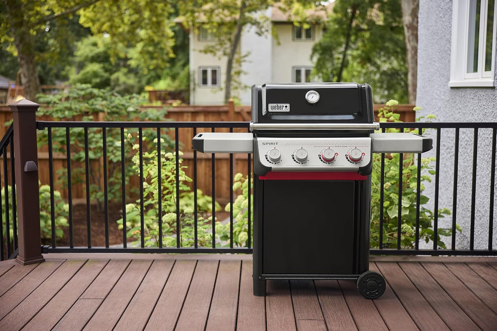 Weber Spirit E-425 Liquid Propane Gas Grill for Outdoor Cooking and BBQ, 4 Burner, Black – Porcelain-Enameled Cast-Iron Grates, 2 Boost Burners &Sear Zone