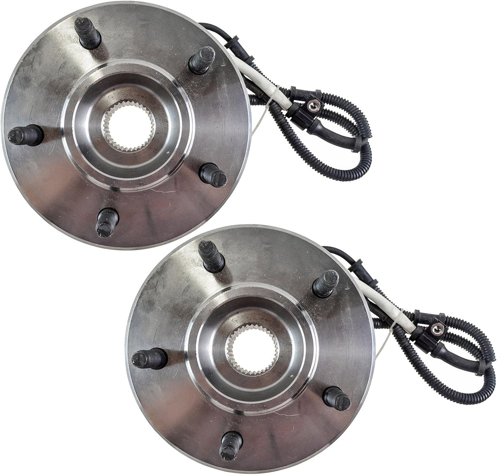 TRQ Front Left and Right Wheel Bearing and Hub Assembly Set 2 Piece Compatible with 1997-99 Ford Expedition 2000 1998-99 Lincoln Navigator 4WD Models