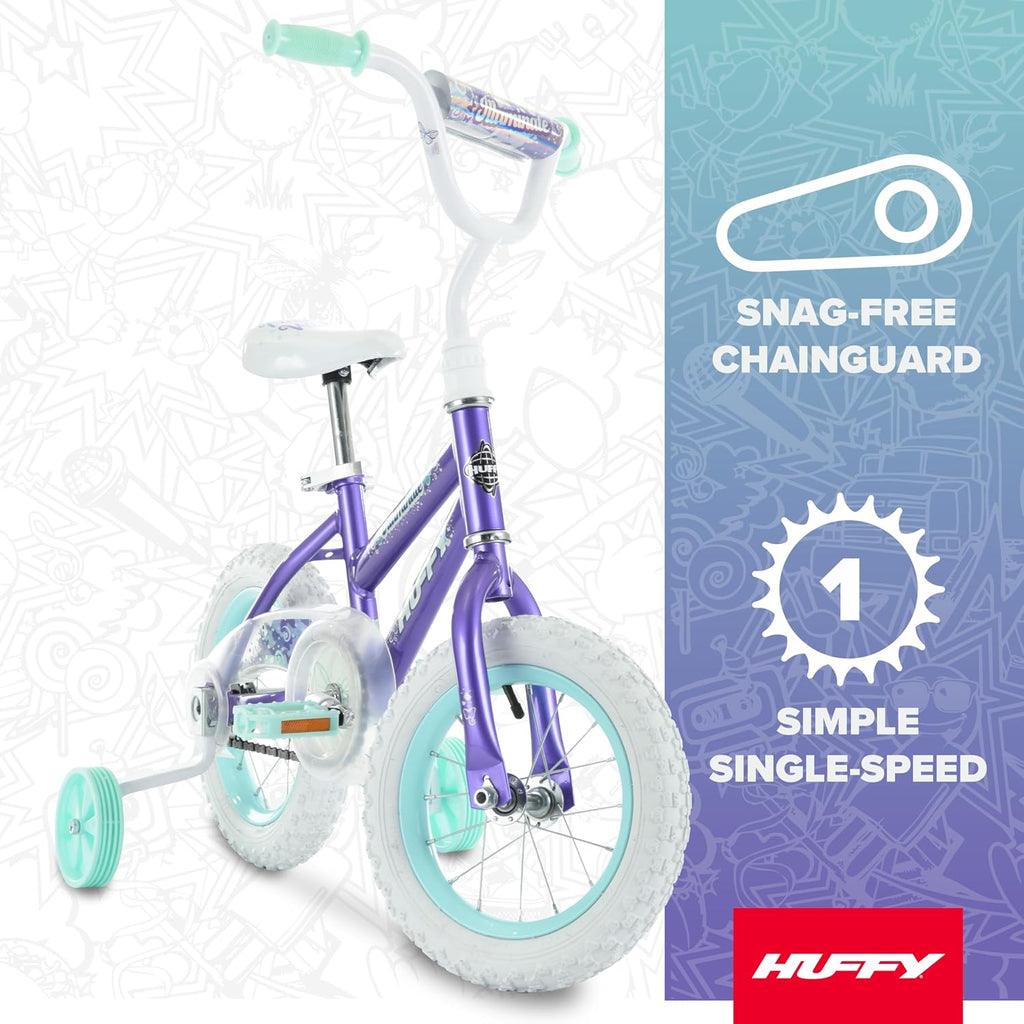 Huffy Illuminate Bike for Girls, 12/16/20 Inch Size Options, Ages 3+ Years Old, Removable Training Wheels (12' and 16' Only), Multiple Color Options, Easy Assembly, Adjustable Seat, Durable