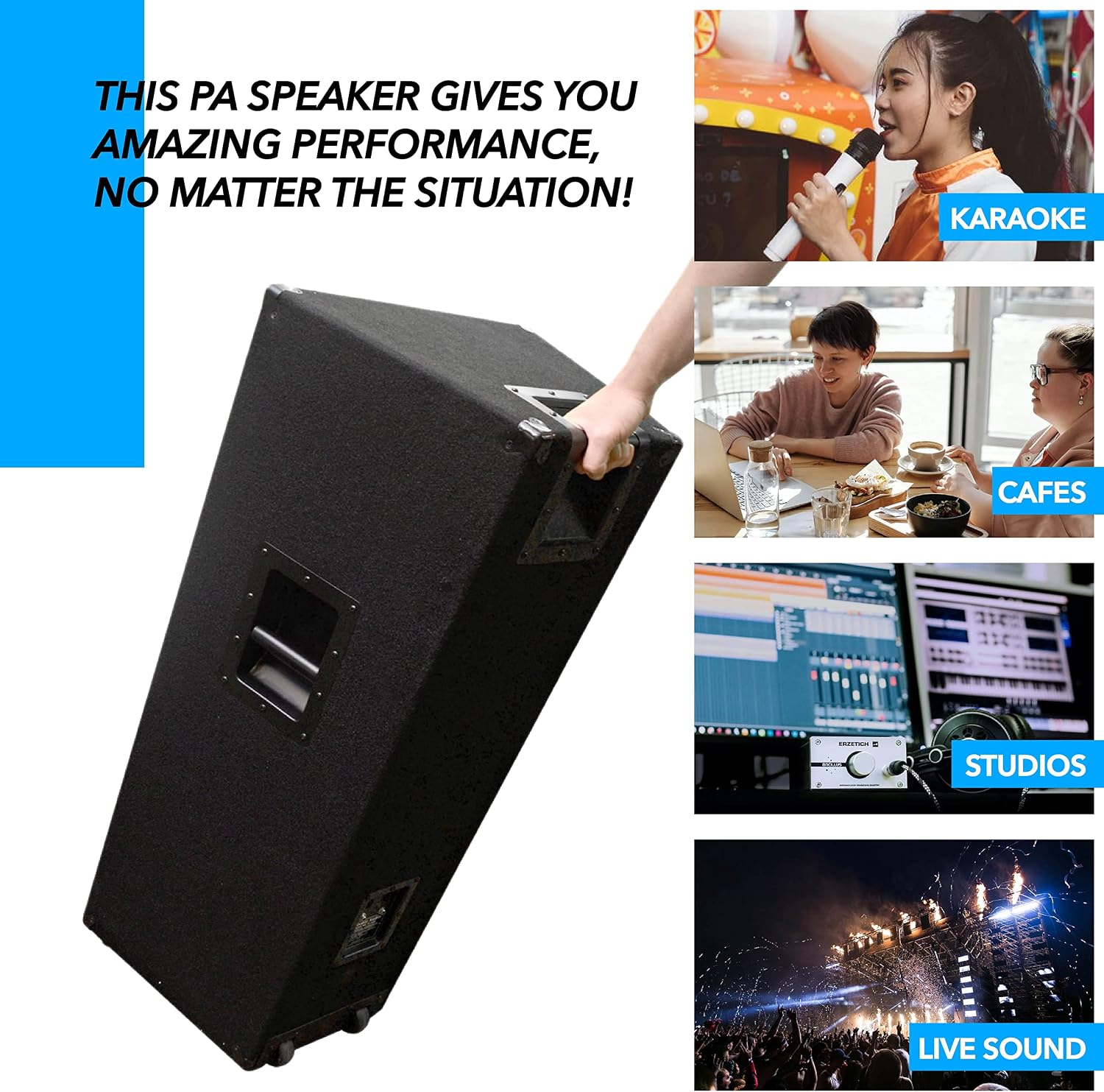 Seismic Audio FL-155PC-Single Dual Premium 15-Inch PA/DJ Speaker Cabinet with Titanium Horn 800-Watts RMS