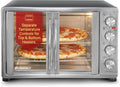 Elite Gourmet ETO4510B# French Door 47.5Qt, 18-Slice Convection Oven 4-Control Knobs, Bake Broil Toast Rotisserie Keep Warm, Includes 2 x 12' Pizza Racks, Stainless Steel