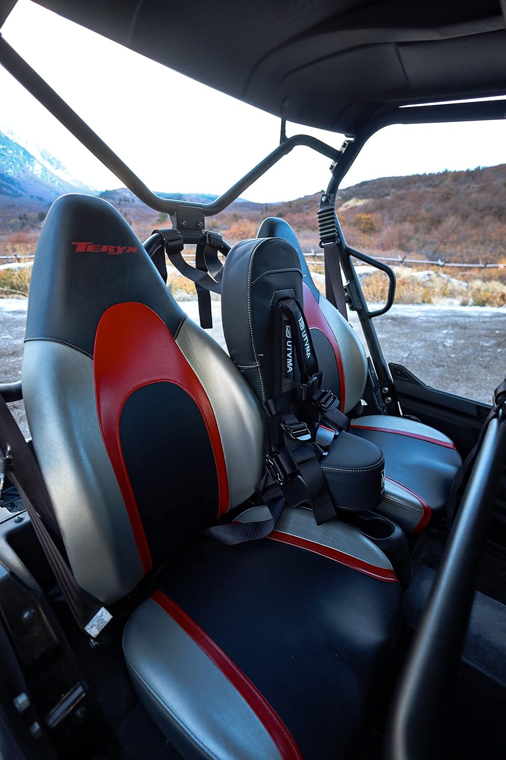 UTVMA Rear Bump Seat Compatible with Kawasaki Teryx 4 (2012-2025) | Center UTV Seat | Includes 4-Point Harness & Mount | Add Extra Rider Safely