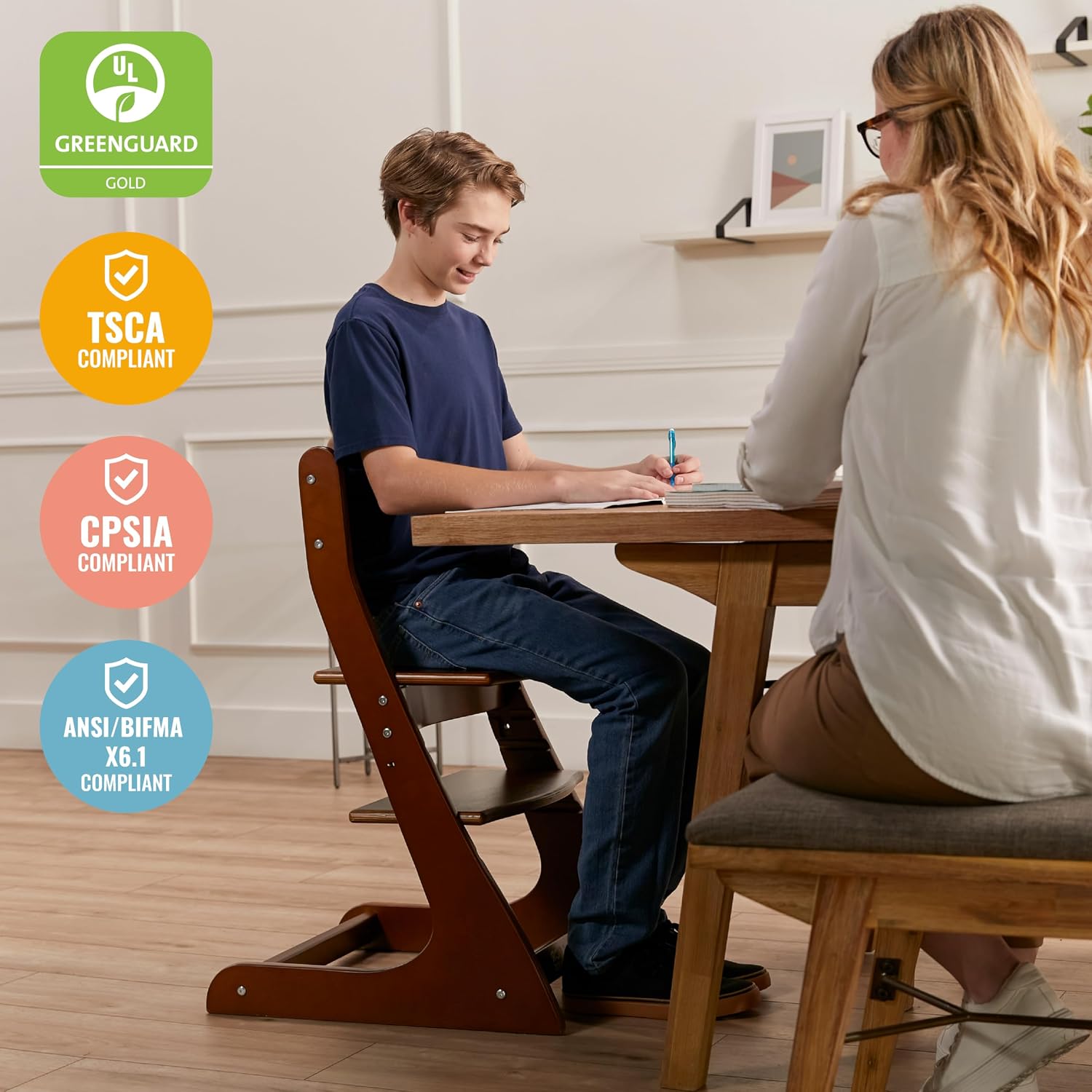 ECR4Kids Grows with Me Chair, Transitional Chair, Dark Walnut