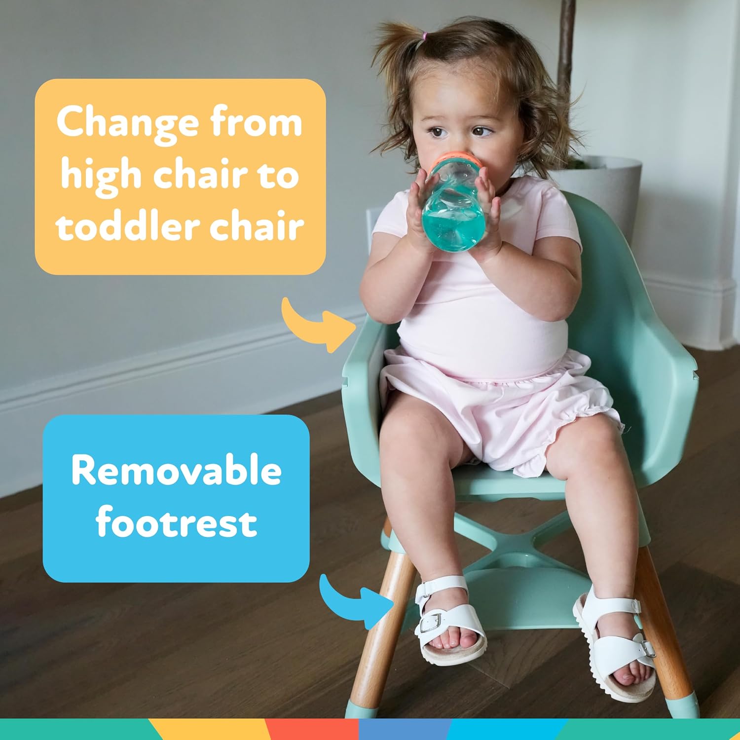 Nuby 4-in-1 Baby High Chair Seat with Removable Tray - 6+ Months to 3 Years - Adjustable Toddler Chair for Eating - Holds Up to 60 lbs - Beige