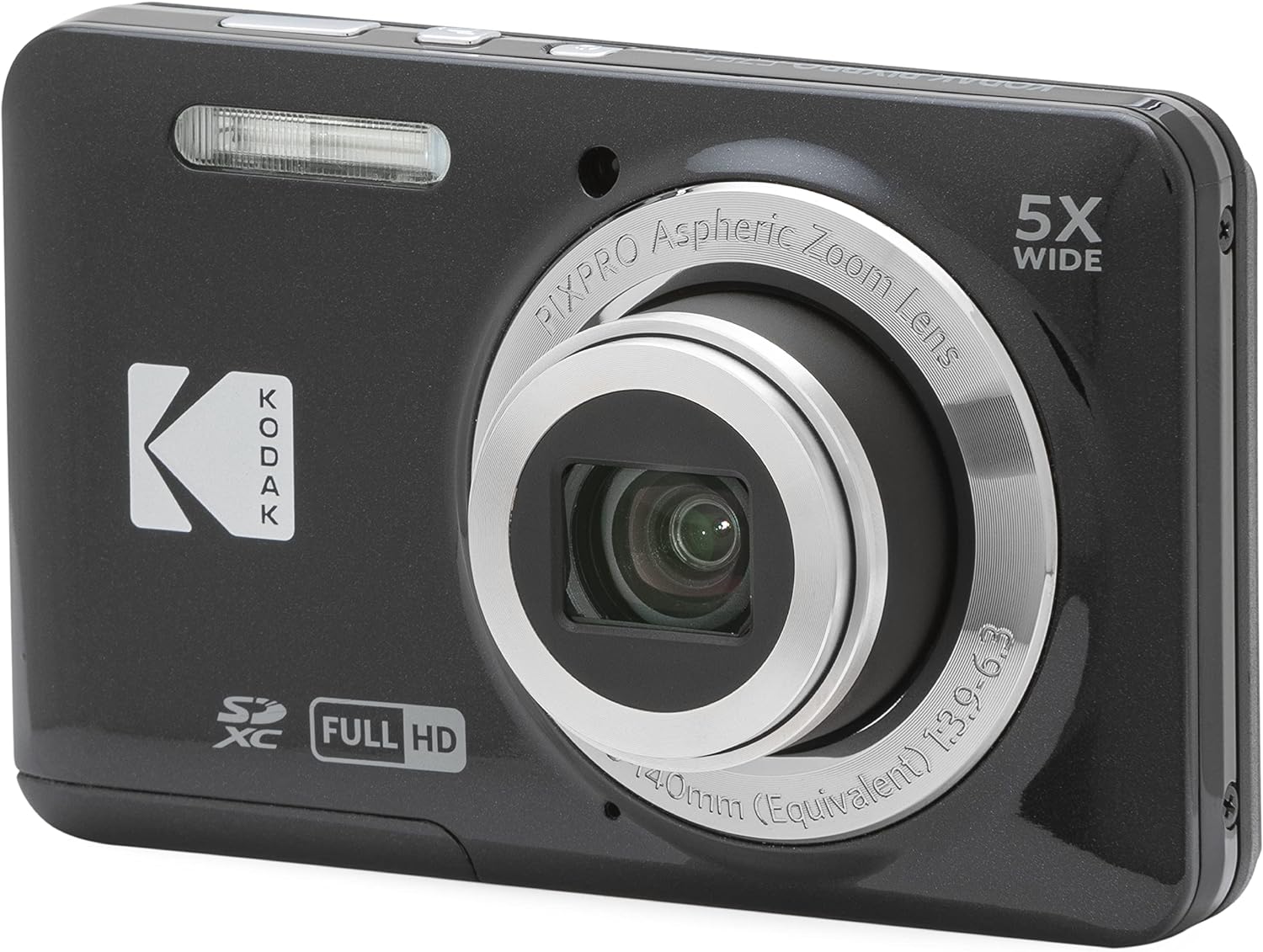 Kodak PIXPRO FZ55-BK 16MP CMOS Sensor Digital Camera 5X Optical Zoom 28mm Wide Angle 1080P Full HD Video 2.7' LCD Vlogging Camera (Black)
