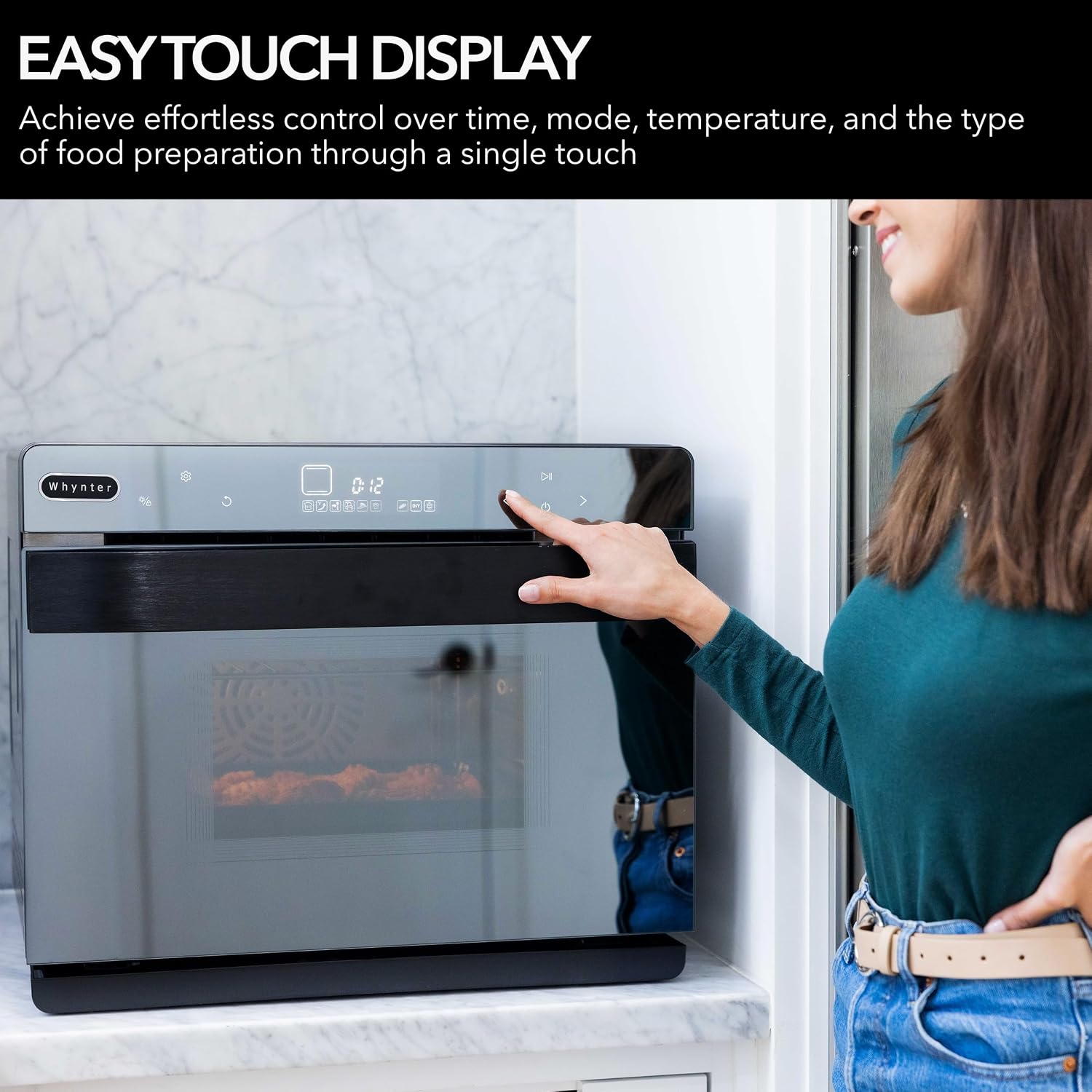 Whynter Multi-Function Convection Steam Oven, 40 Quart, Air Fryer, Dehydrator, Yogurt Maker, 1800W, Stainless Steel, LED Control, Tempered Glass Door