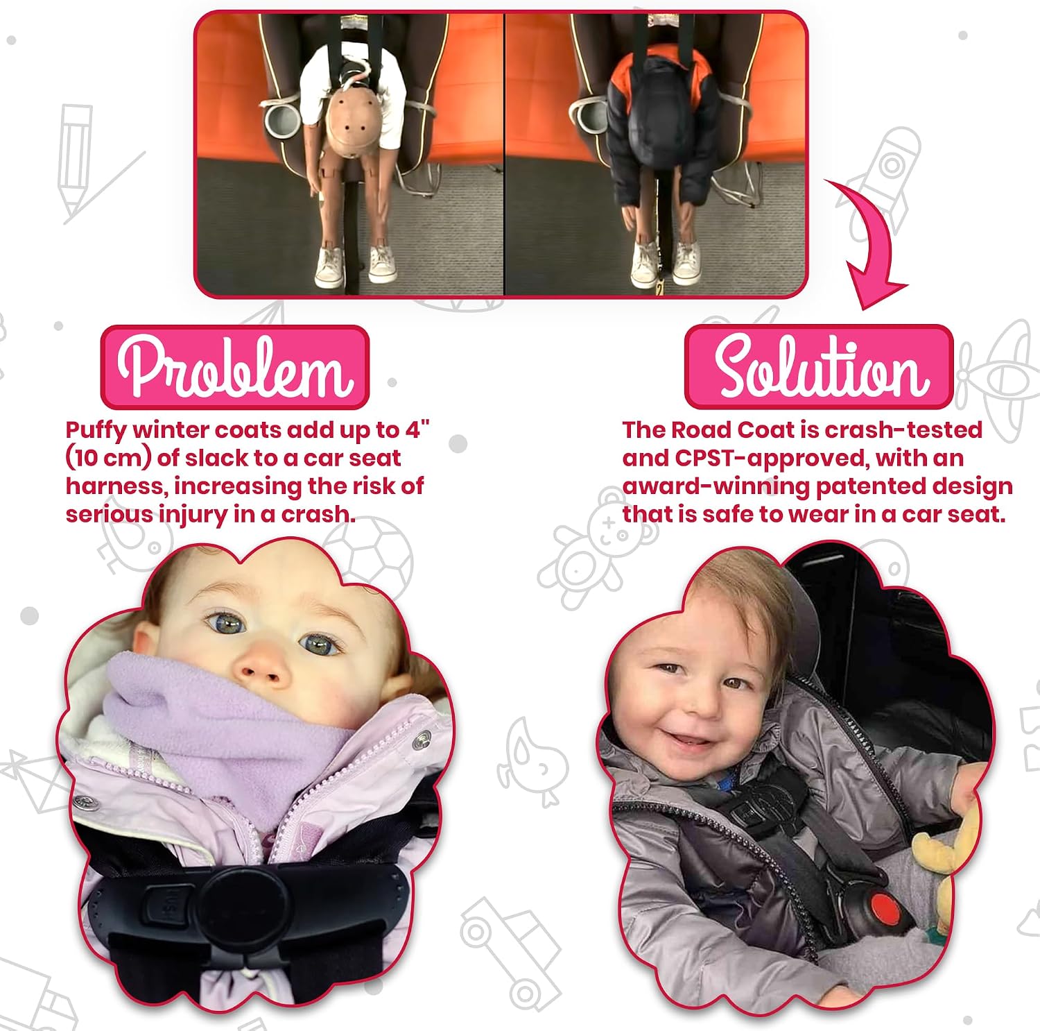 ONE KID Car Seat Coat | The Road Coat Arctic, Years 2-10