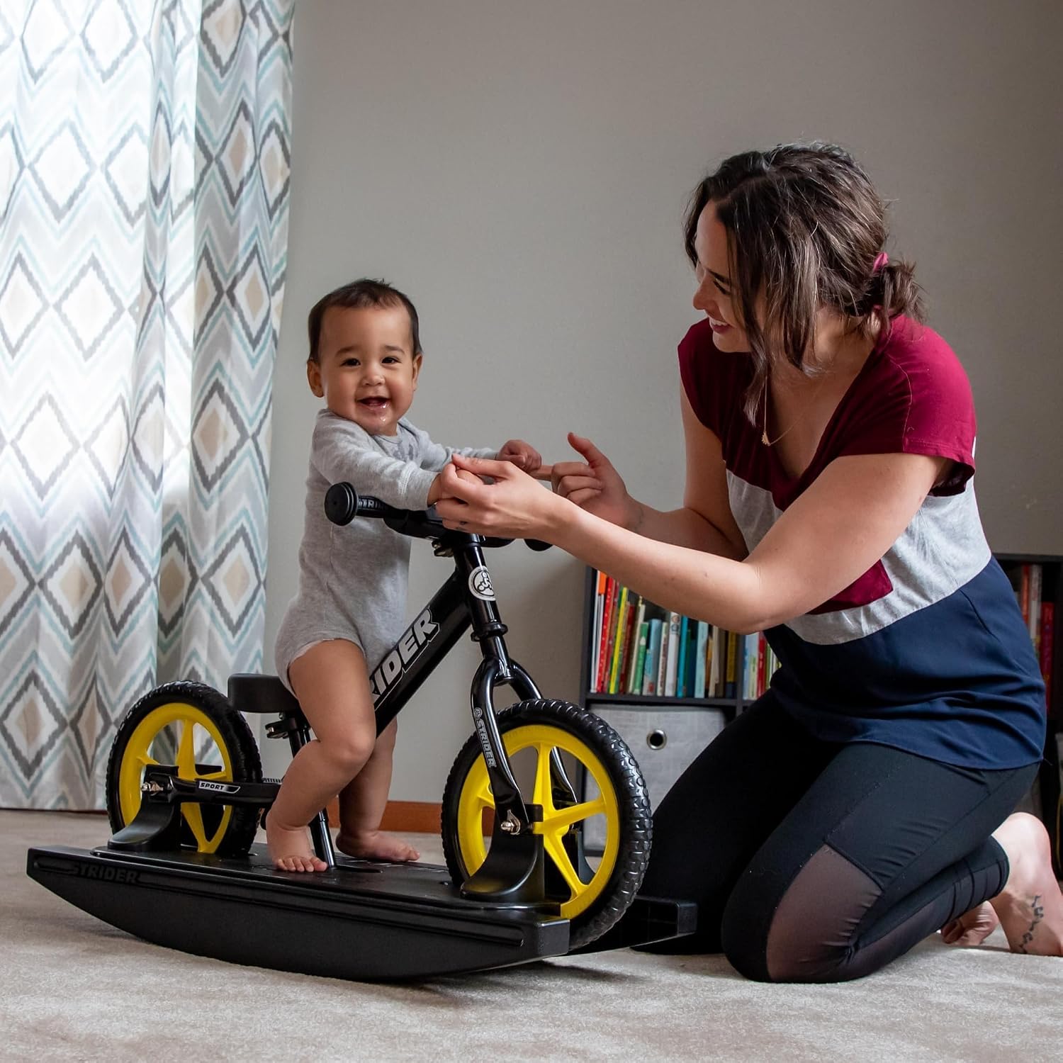 Strider Sport 2-in-1 Rocking Bike - Helps Teach Baby How to Ride a Balance Bicycle - for Kids 6 Months to 4 Years - Easy Assembly & Adjustments