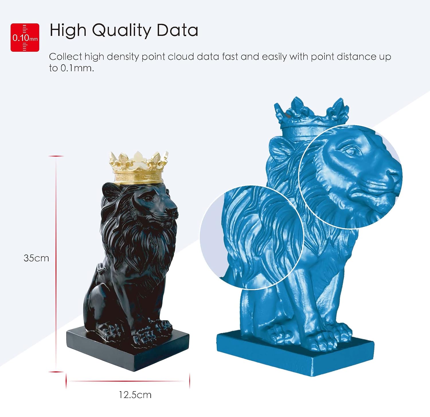 EinStar Portable Handheld 3D Scanner- Equipped with 3 Infrared VCSEL Projectors, 2 Stereo Depth Cameras & 1 RGB Camera, Art Scanner, 3D Scanners with Scanning Speed up to 14 FPS, Point Gap Up to 3mm