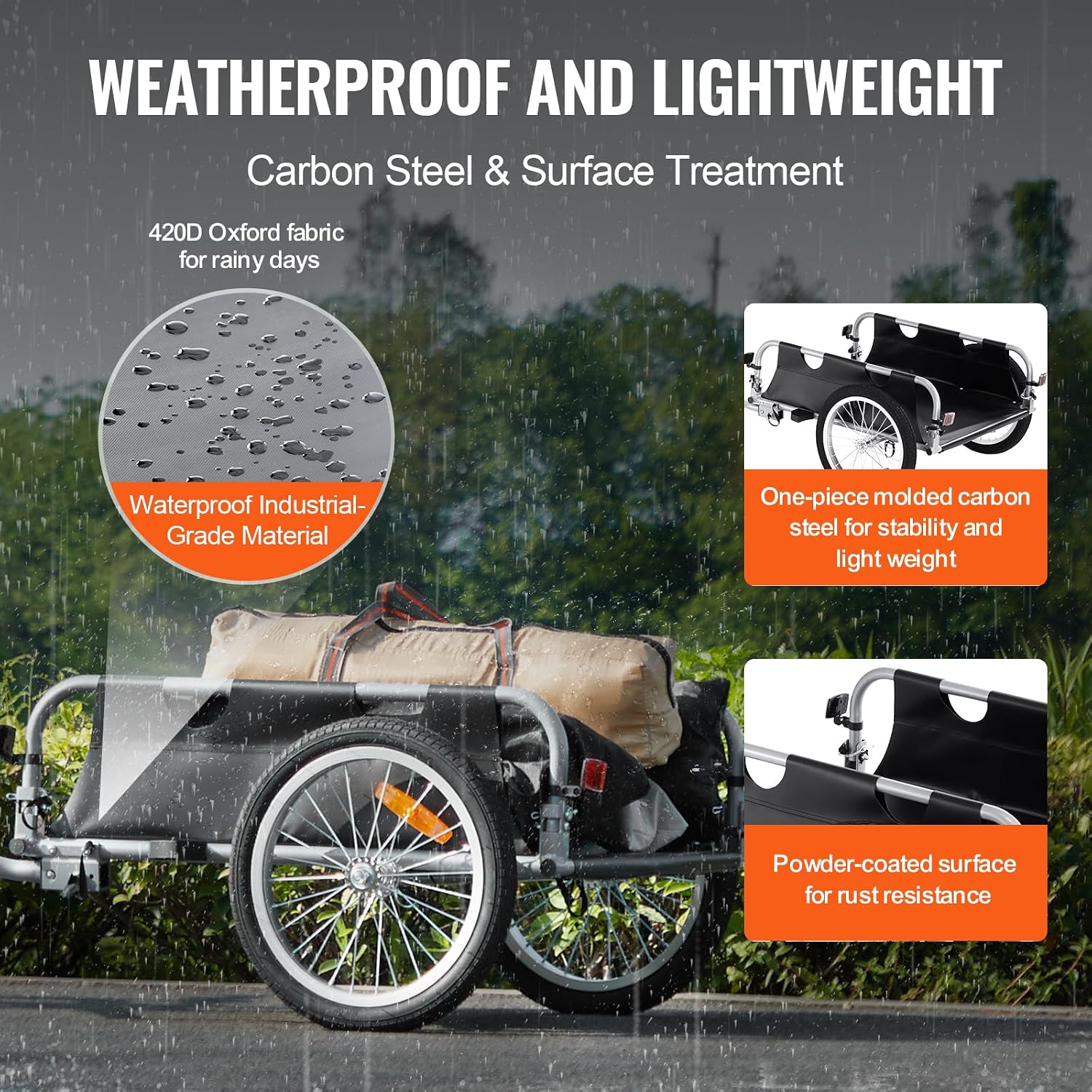 VEVOR Bike Cargo Trailer, 88/100/160 lbs Load Capacity, Heavy-Duty Bicycle Wagon Cart, Foldable Compact Storage with Universal Hitch
