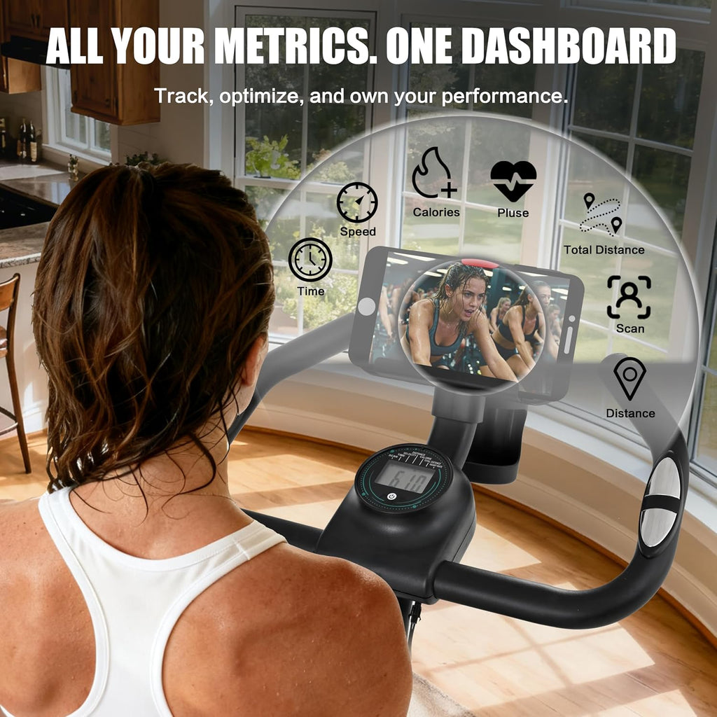 Exercise Bike Stationary Bike Indoor Cycling Bicycle for Home Gym Spinning Bike 300 lbs Weight Capacity Adjustable Seat/Handlebar for Office Workout Cardio