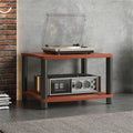 Walnut 2-Tier Stereo Rack AV Media Stand, Audio Tower Cabinet with Shelves for CD Record Player, Receiver, Home Theater Equipment, Durable & Stylish Display Stand